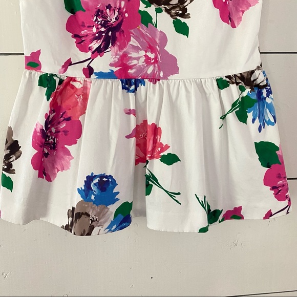 Kate Spade Blooms Peplum Top Sz 4 Sleeveless Side Zip - Picture 7 of 9